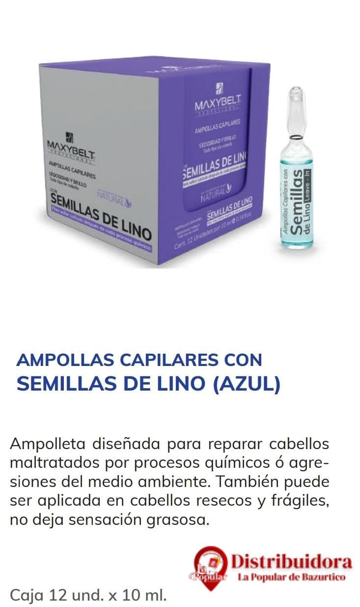 AMPOLLA SEMILLAS DE LINO, REPARADORA DE CABELLOS MALTRATADOS, 10ML DE MAXYBELT AMPOLLA SEMILLAS DE LINO REPARADORA DE CABELLOS MALTRATADOS 10ML DE MAXYBELT