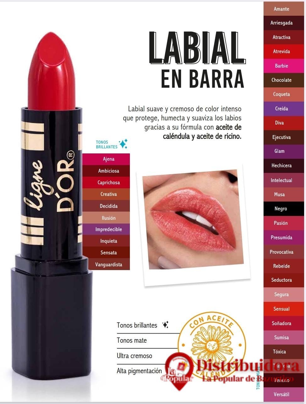 LABIAL EN BARRA SUAVE Y CREMOSO, DE LIGNE D´OR LABIAL EN BARRA SUAVE Y CREMOSO DE LIGNE D´OR