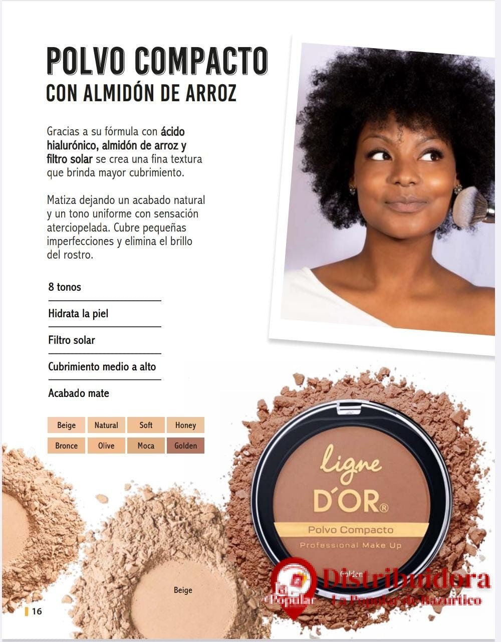 POLVO COMPACTO CON ALMIDON DE ARROZ, DE LIGNE D´OR POLVO COMPACTO CON ALMIDON DE ARROZ DE LIGNE D´OR