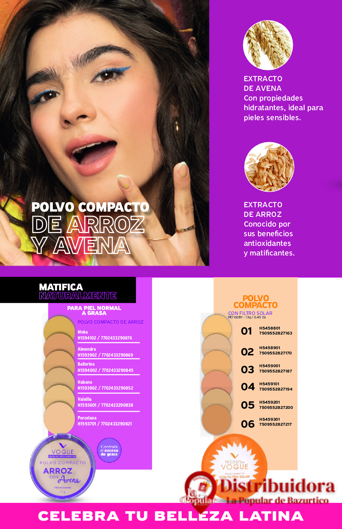 POLVO COMPACTO DE ARROZ Y AVENA, DE VOGUE POLVO COMPACTO DE ARROZ Y AVENA DE VOGUE