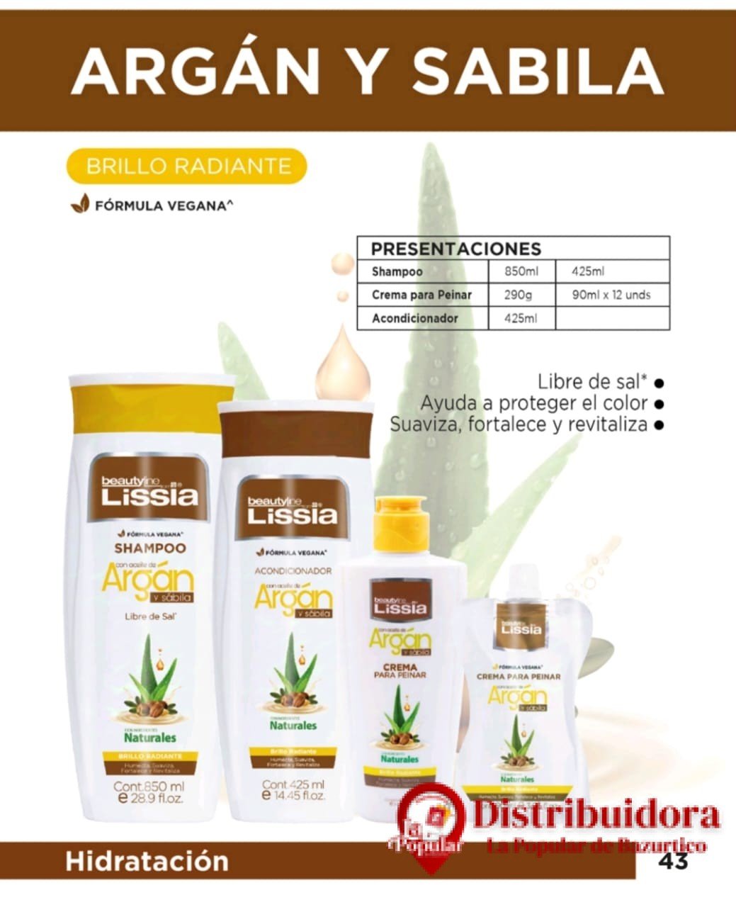 SHAMPOO HIDRATACION ARGAN Y SABILA 425ML DE LISSIA SHAMPOO HIDRATACION ARGAN Y SABILA 425ML DE LISSIA