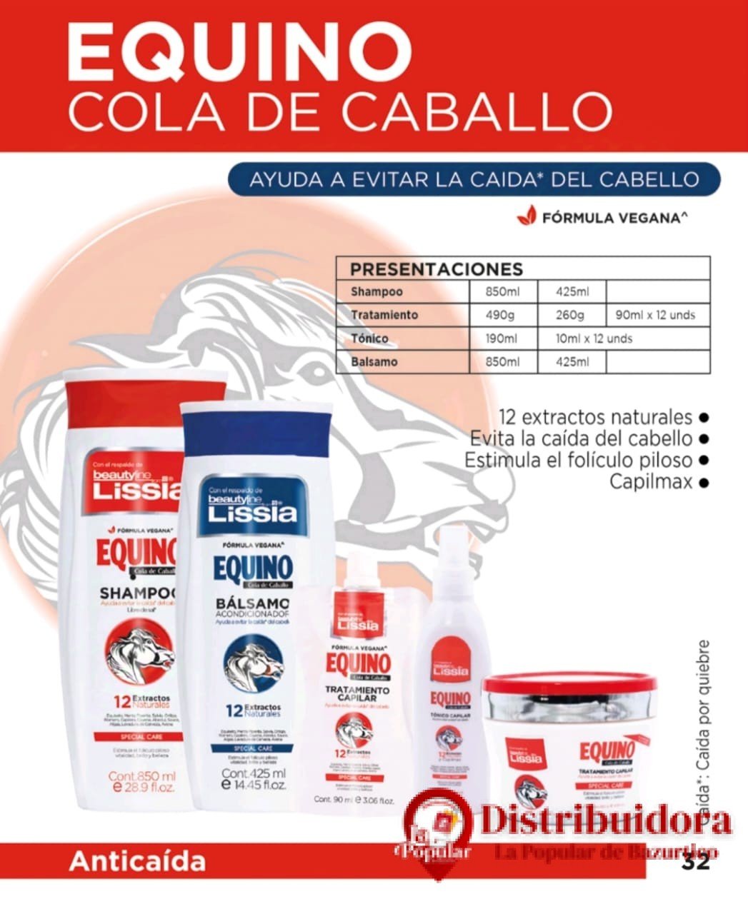 TRATAMIENTO CAPILAR ANTICAIDA EQUINO COLA DE CABALLO, 260ML DE LISSIA TRATAMIENTO CAPILAR ANTICAIDA EQUINO COLA DE CABALLO 260ML DE LISSIA