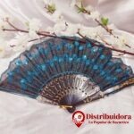 ABANICO FLOREZ NEGRO-AZUL